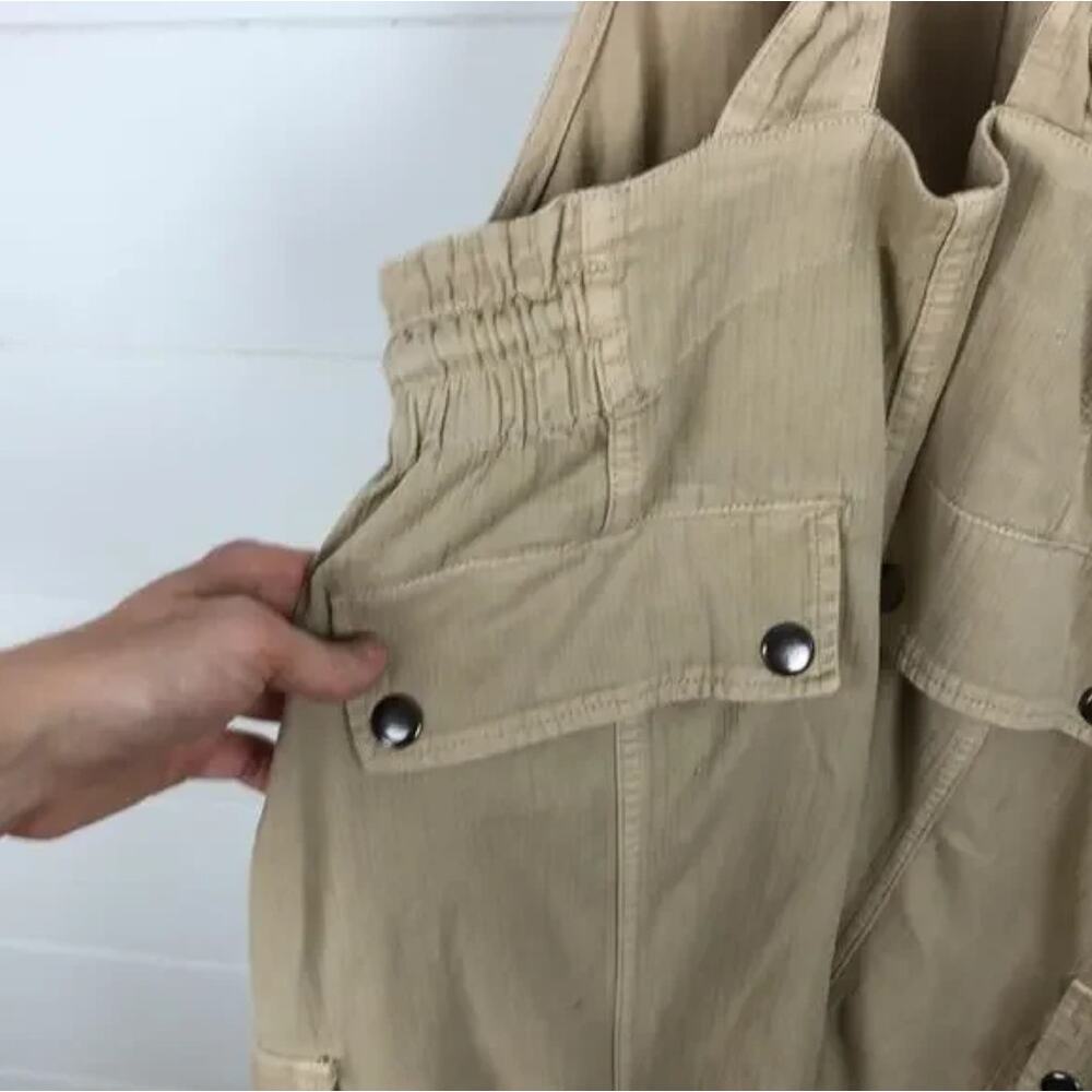 Free People Cargo Skirtall Overalls Utility Dress Jumper XS Mustard (tan) NEW - Picture 8 of 12